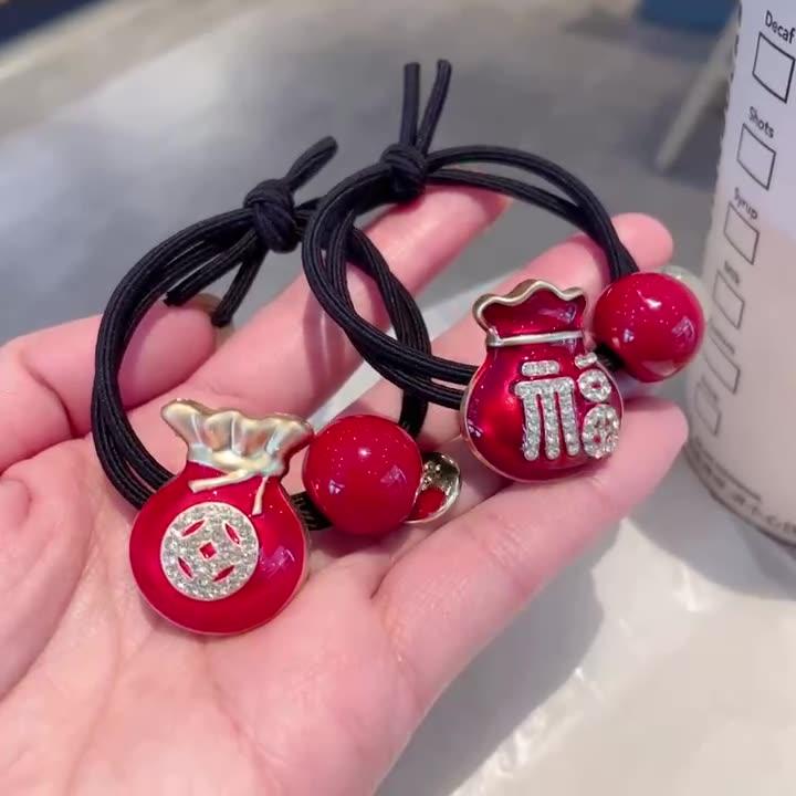 福袋中国风丸子头发圈喜庆皮筋