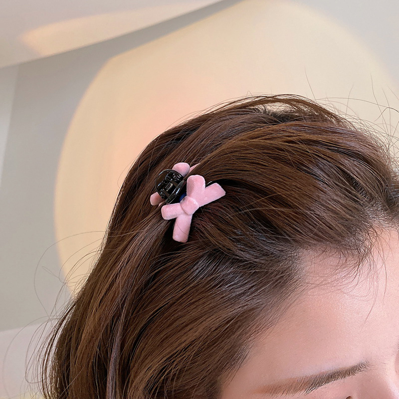 韩版植绒发夹小号简约成人秋冬新款抓夹蝴蝶结刘海夹可爱发卡边夹