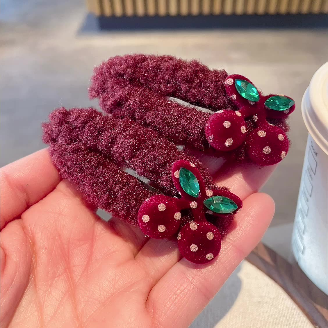 新年红毛毛掰掰夹bb夹时尚洋气