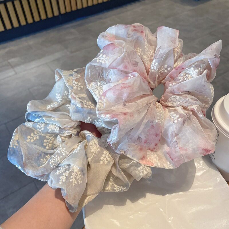 淑女风网纱碎花大肠发圈发绳绑头发头绳网红扎马尾皮筋女皮套