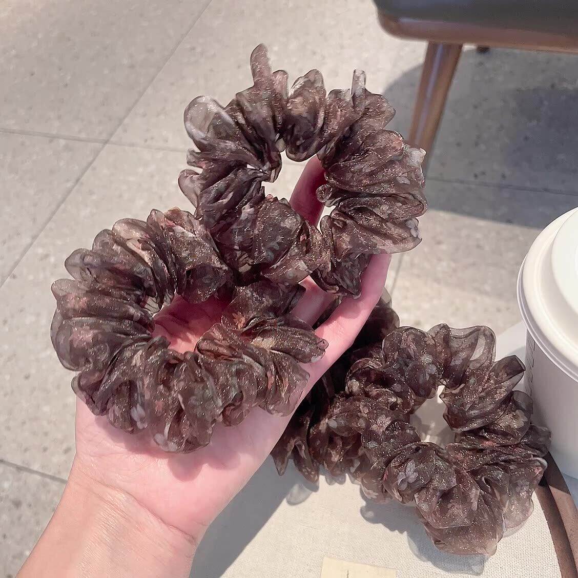 韩式慵懒咖色晕染大肠发圈