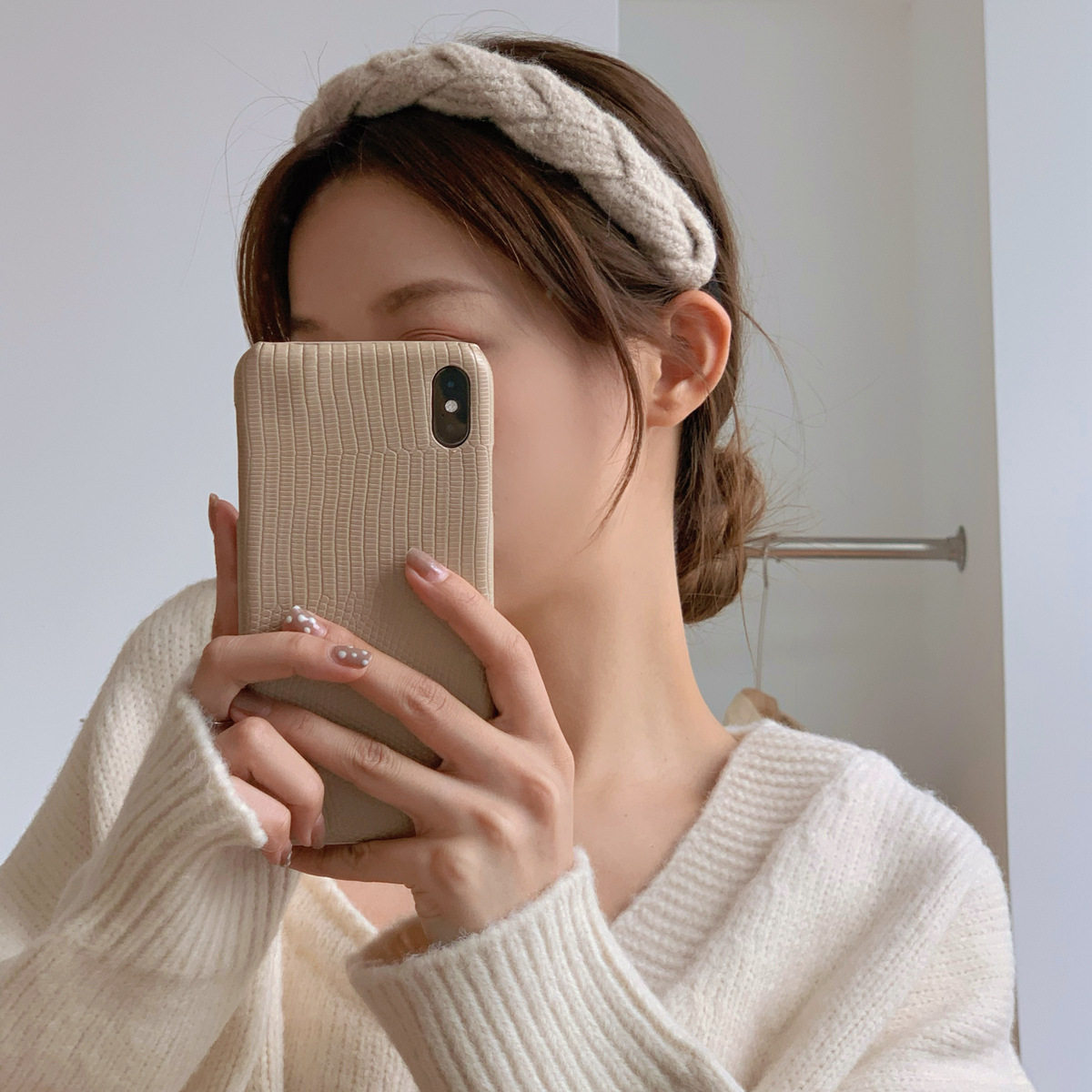 法式慵懒气质毛线发箍麻花秋冬头箍宽边森系编织发带简约韩国发饰