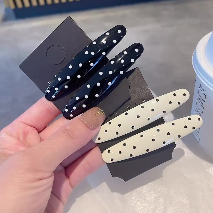 新款黑白波点圆点蝴蝶结发夹