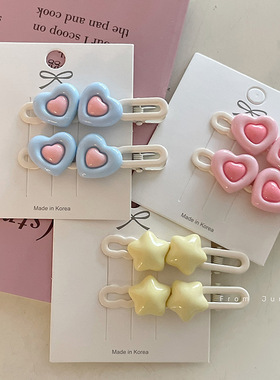 甜妹五角星发夹爱心侧边刘海碎发鸭嘴夹甜美发饰头饰夹子