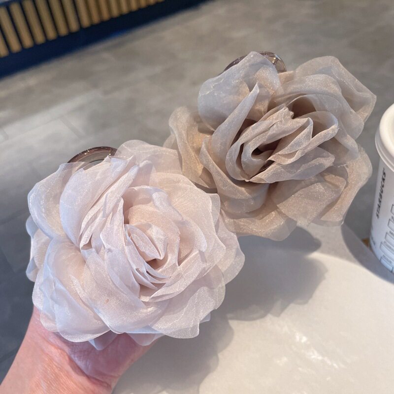超仙网纱花朵发夹女2025新款