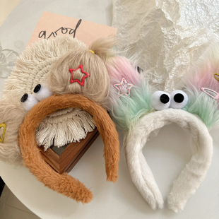 三福丑娃发箍怪诞耳朵头箍丑娃娃发饰少女心发饰卡通毛绒发箍发饰
