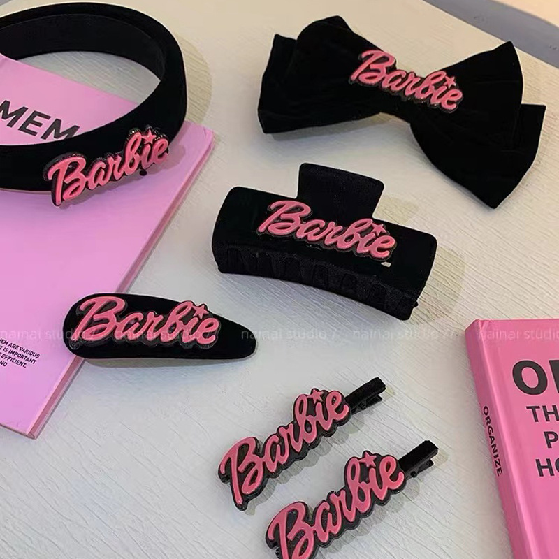 芭比风发夹系列~黑色丝绒蝴蝶结发箍抓夹侧边夹y2k多巴胺发饰头饰