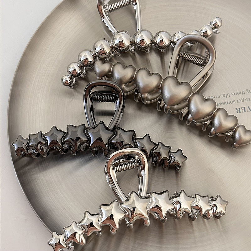 银珠子~ 简约感金属发夹女后脑勺个性设计鲨鱼夹2023新款抓夹大号