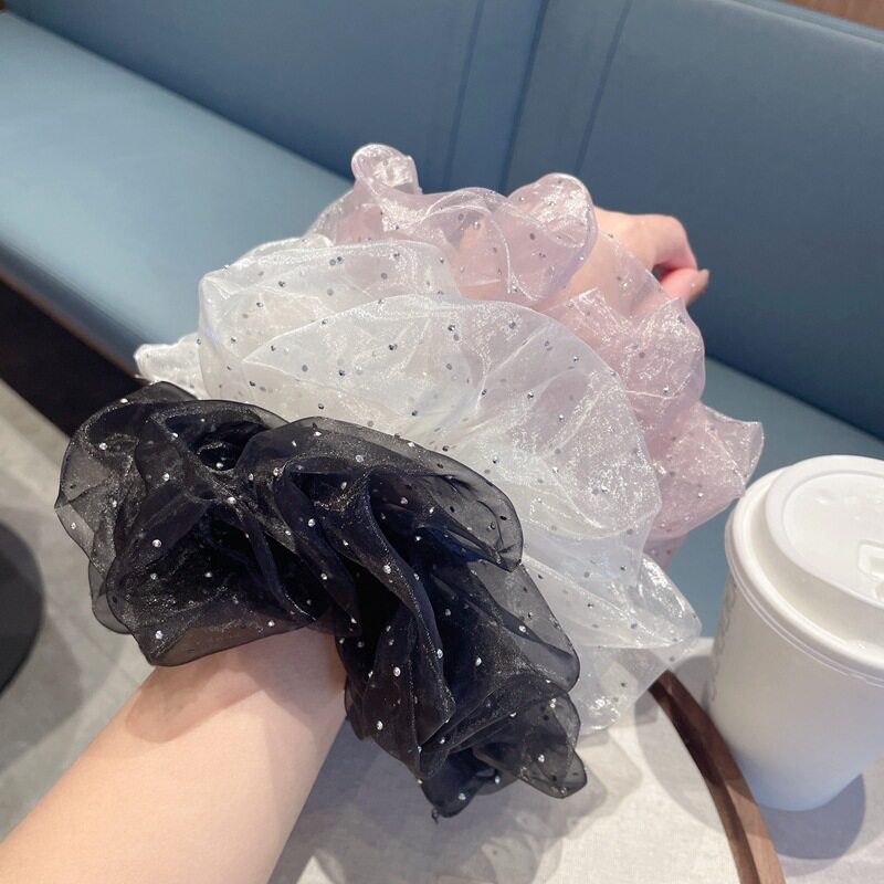 大号网纱烫钻大肠发圈不勒头