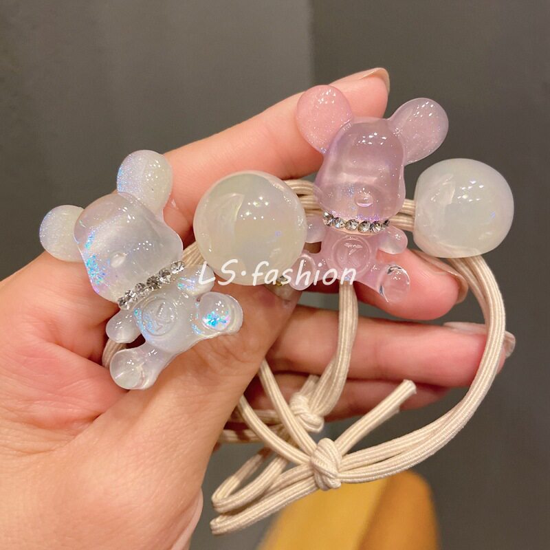 果冻小熊发绳可爱女生卡通头绳扎头绳高级感水晶发圈减龄韩版皮筋