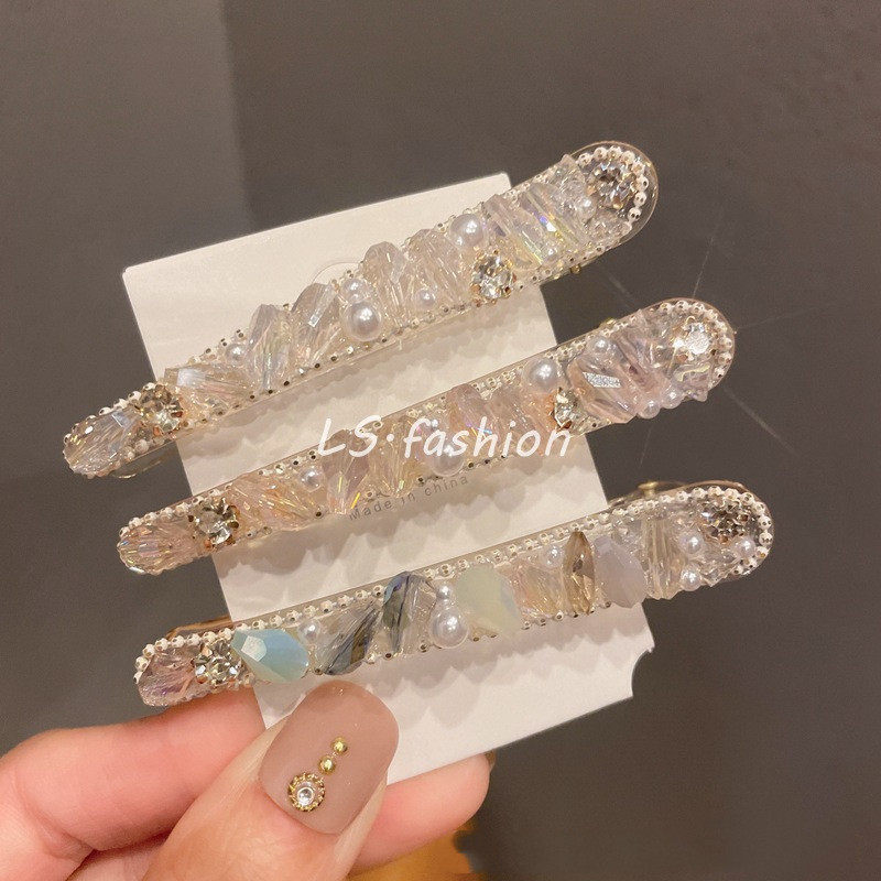 小众款重工水晶发夹子侧夹精致鸭嘴夹发卡子网红刘海夹发饰品头饰