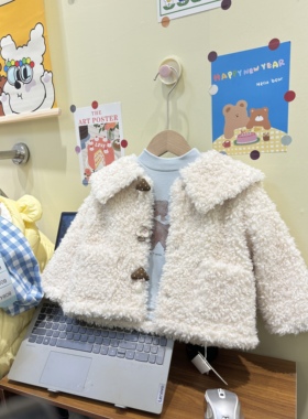 女童皮毛一体新款儿童保暖款甜美百搭款加绒外套保暖大衣50922