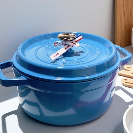 珐宝staub法国进口圆形炖锅24厘米铸铁珐琅锅防烫手锅盖手柄
