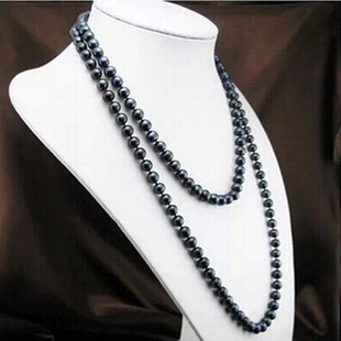 天然海水大溪地黑白珍珠粉项链长款毛衣链正圆强光多层百搭促销