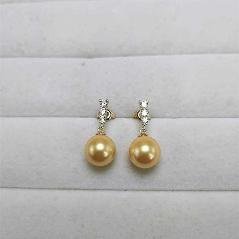 南洋海水母贝金珍珠耳钉925银耳针耳环耳饰强光送女友妈妈时尚