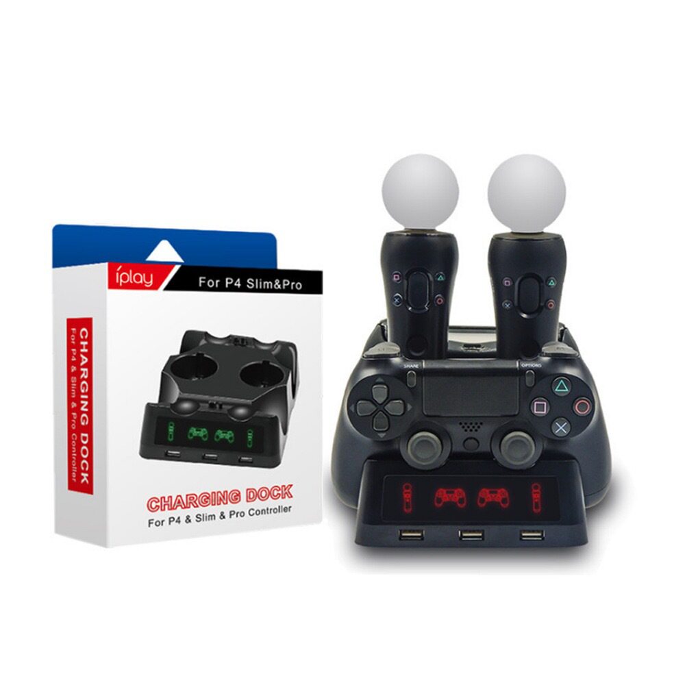 iplay PS4/MOVE/PS4 VR手柄四充手柄多功能充电座充四合一充电器