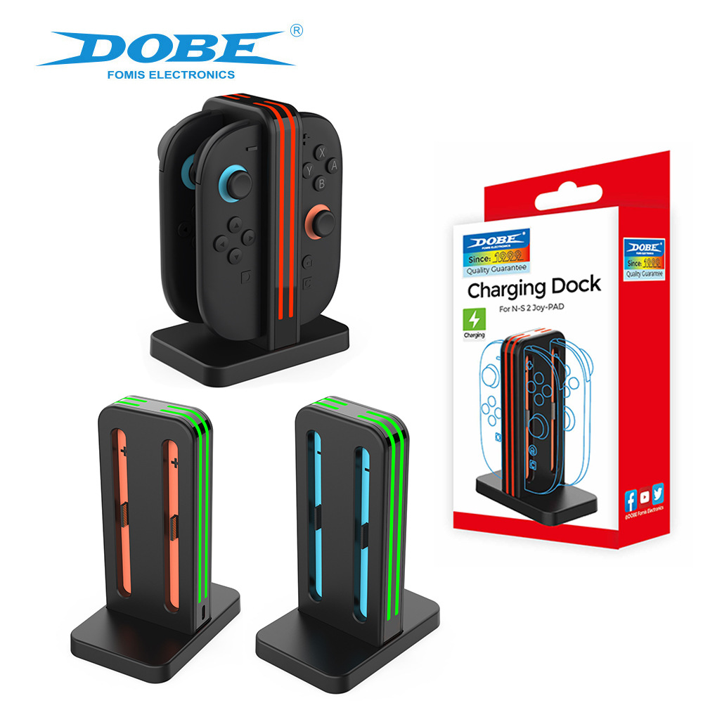 Switch2方形手柄充电座Switch2左右手柄四合一座充带RGB灯NS2四充