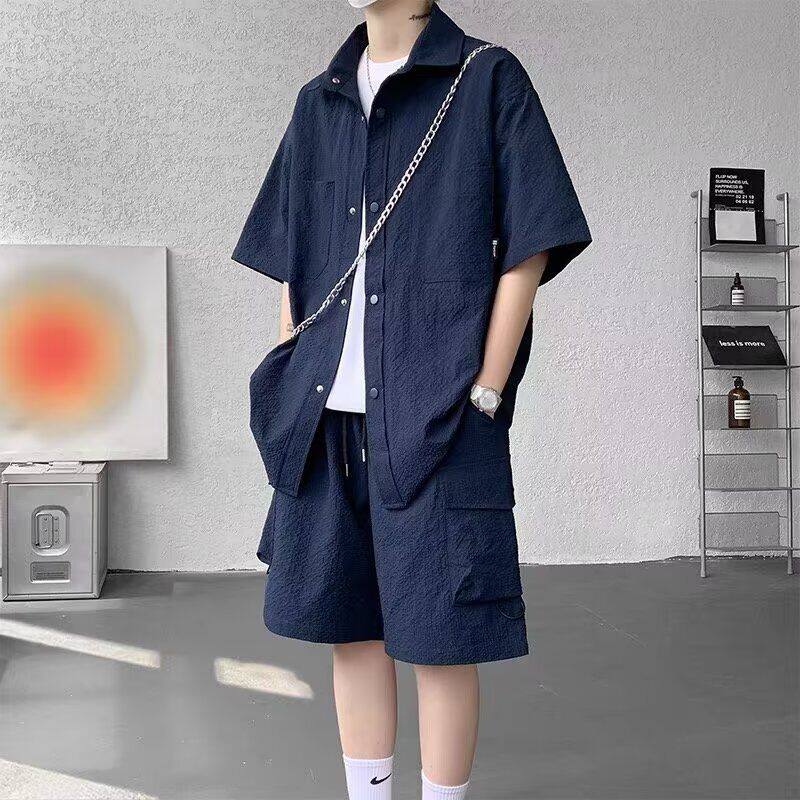运动服套装男夏季短袖T恤篮球衣休闲短裤韩版学生衬衫两件套潮流