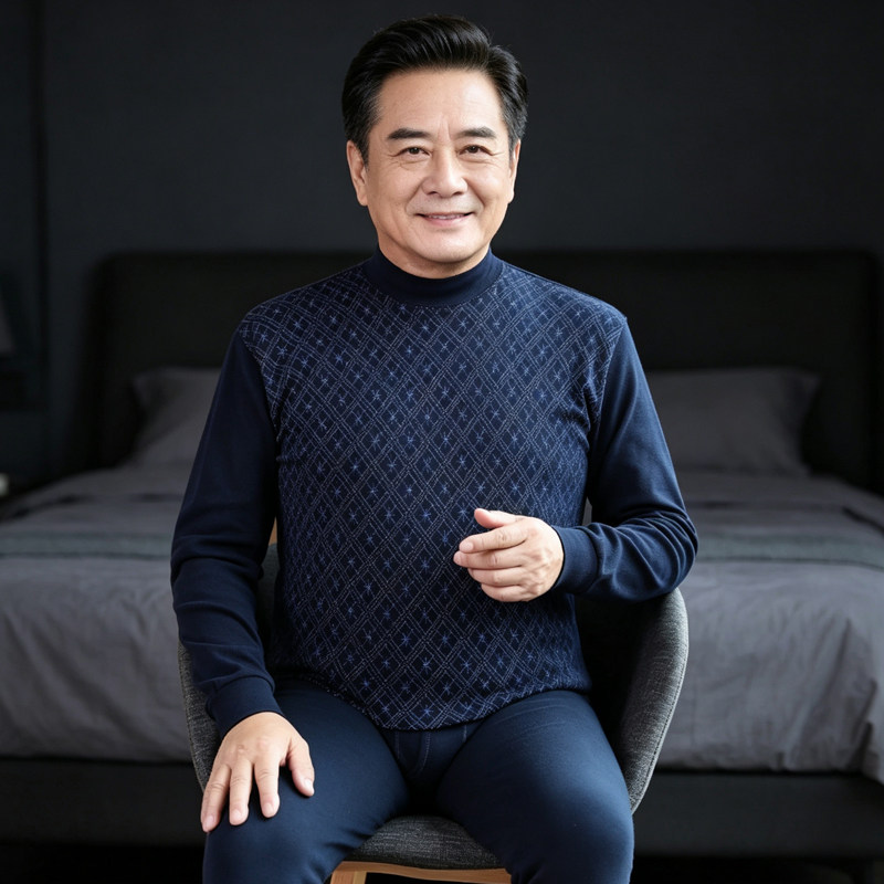 男士纯棉棉毛衫保暖内衣套装