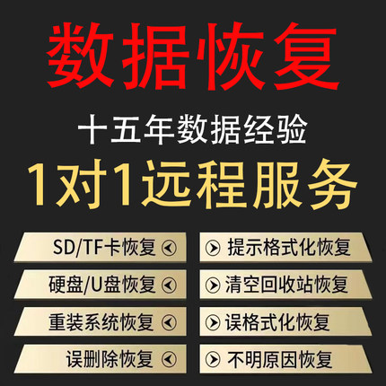 电脑移动硬盘U盘数据恢复相机sd卡删除提示格式化不读盘远程修复