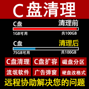 c盘清理内存广告弹窗扩容台式笔记本电脑远程磁盘分区流氓软件dll