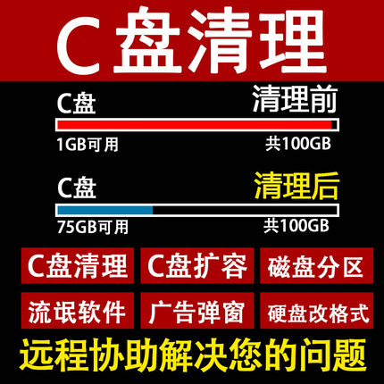 c盘清理内存广告弹窗扩容台式笔记本电脑远程磁盘分区流氓软件dll