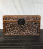 黄花梨盒子小箱子 满鬼脸牛毛纹榫峁结构 包浆醇厚长40厘米