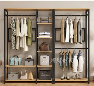 衣帽架落地卧室衣架多功能组合家用收纳衣帽间鞋架加粗家用置物架