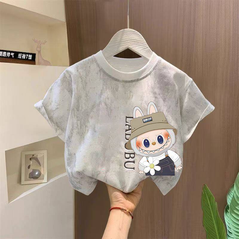 洋气扎染亮片男童纯棉短袖T恤2026夏季新款儿童帅气圆领百搭上衣t