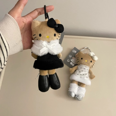 黑皮长腿KT猫毛绒包挂件