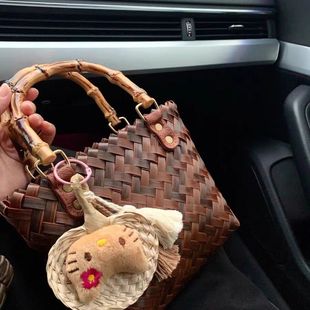 春夏季包包女2024新款藤编手提包竹节草编包复古纯手工编织托特包