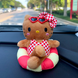 度假风kitty猫包包挂件黑皮哈喽KT小玩偶挂饰公仔凯蒂猫礼物女生