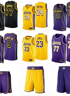 25赛湖人队篮球衣23号詹姆斯77号东契奇9布朗尼24科比球服球迷版