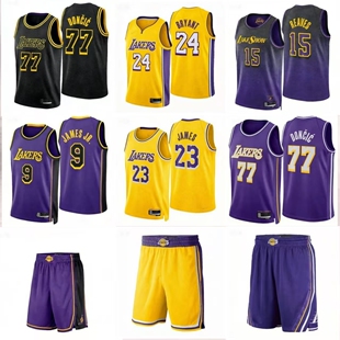 25赛湖人队篮球衣23号詹姆斯77号东契奇9布朗尼24科比球服球迷版