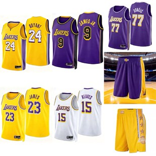 25赛季湖人队篮球衣77号东契奇23号詹姆斯24号科比球服球迷版球裤
