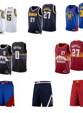 掘金队篮球衣15号约基奇32号戈登27号穆雷23约翰逊球服球迷版球裤