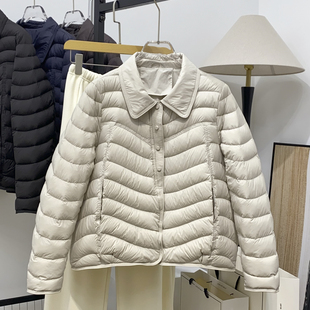 25新款羽绒服女短款设计感小个子翻领薄款90白鸭绒单排扣秋冬外套