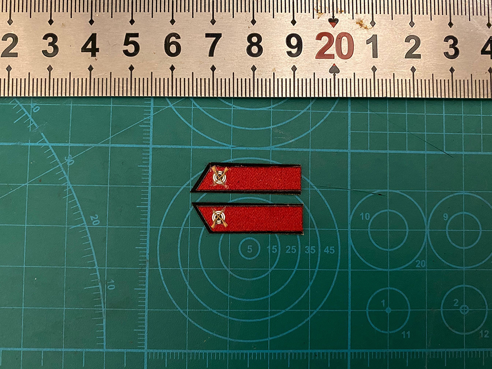 1/6兵人玩偶配件-二战苏军步兵兵种布质长领章背胶可贴