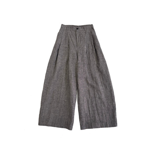 the studio  s 夏季新款灰咖色纯亚麻阔腿裤宽松显瘦