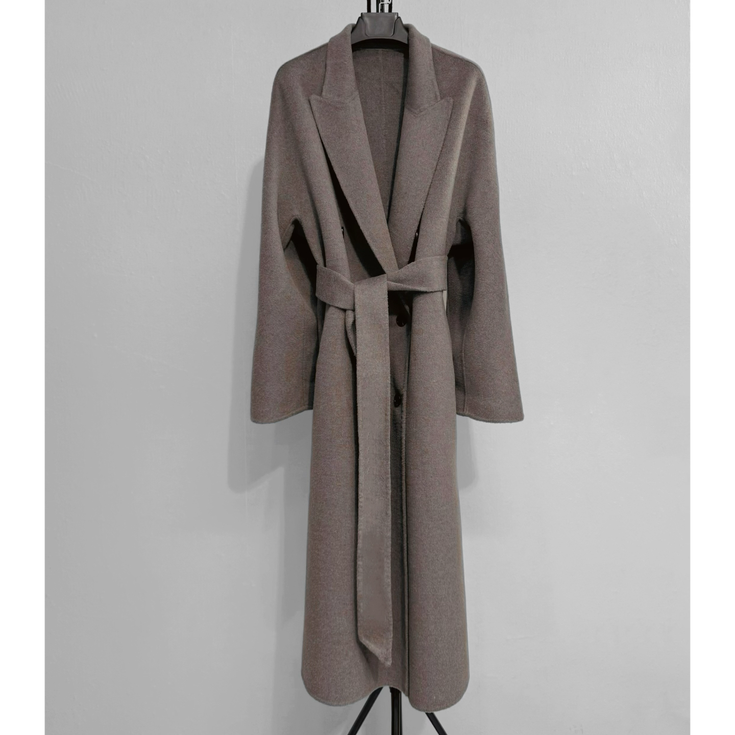 2025秋冬新款双面羊绒大衣女短款枪驳领西装宽松羊毛呢子外套长款