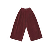 studio s秋冬新款 红色单面羊毛休闲裤 the 女宽松紧腰九分阔腿裤
