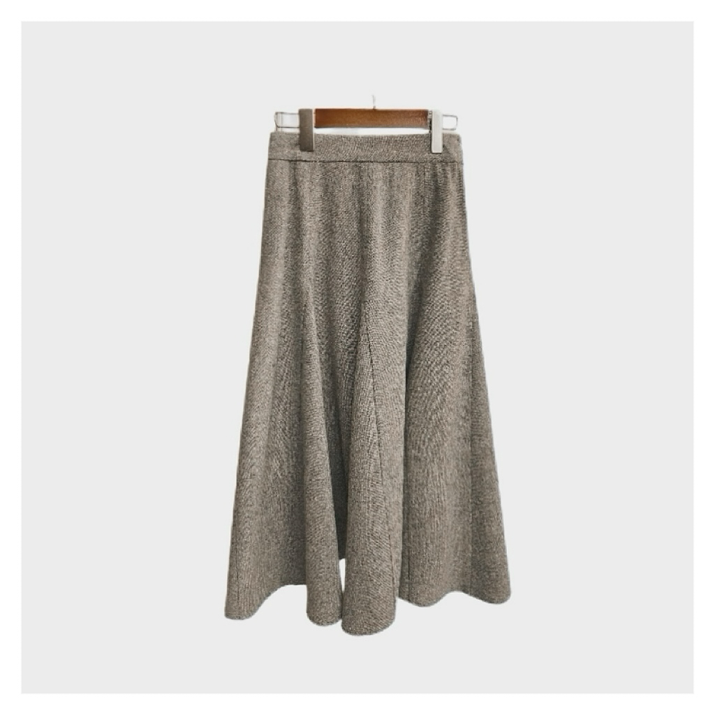 春季新款意大利进口羊毛半身裙侧拉链咖色半裙