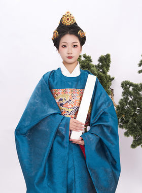 惜物国风传统汉服明制云纹纱料暗纹织金补服女款圆领袍衫汉婚礼服