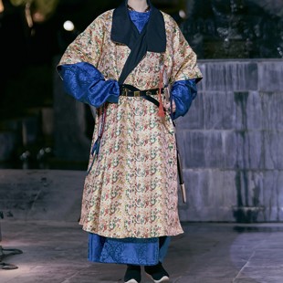 惜物国风唐制汉服五星出东方利中国纹锦翻领披袄双面可穿男女同款