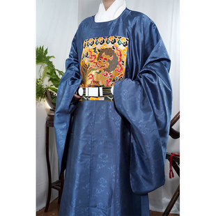 惜物国风馆 明制汉服官服武官狮子妆花织锦补云纹暗花圆领袍补服