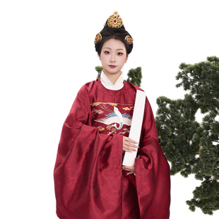 惜物国风明制传统汉服云纹缎料暗纹织金绣花女款 补服礼服 圆领袍衫