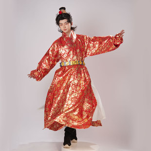 惜物国风 日常新年婚礼服 明制汉服织金缠枝醉仙桃纹交领打褶长衫