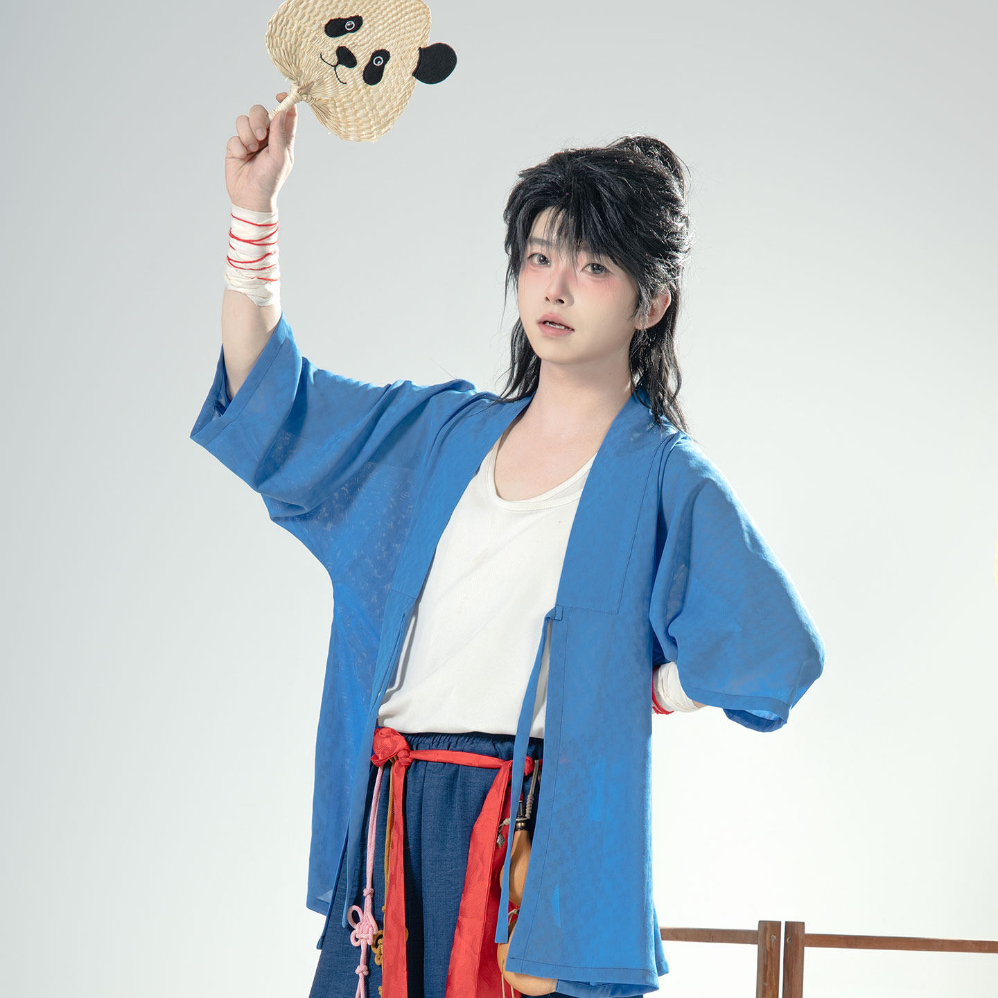 惜物国风 明制汉服格子半袖对襟短衫小披风防晒短袖外套日常夏季