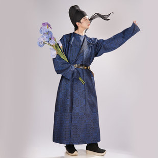 惜物国风 唐制汉服饕餮纹织金缎面横接襕圆领袍复原大放量冬季装