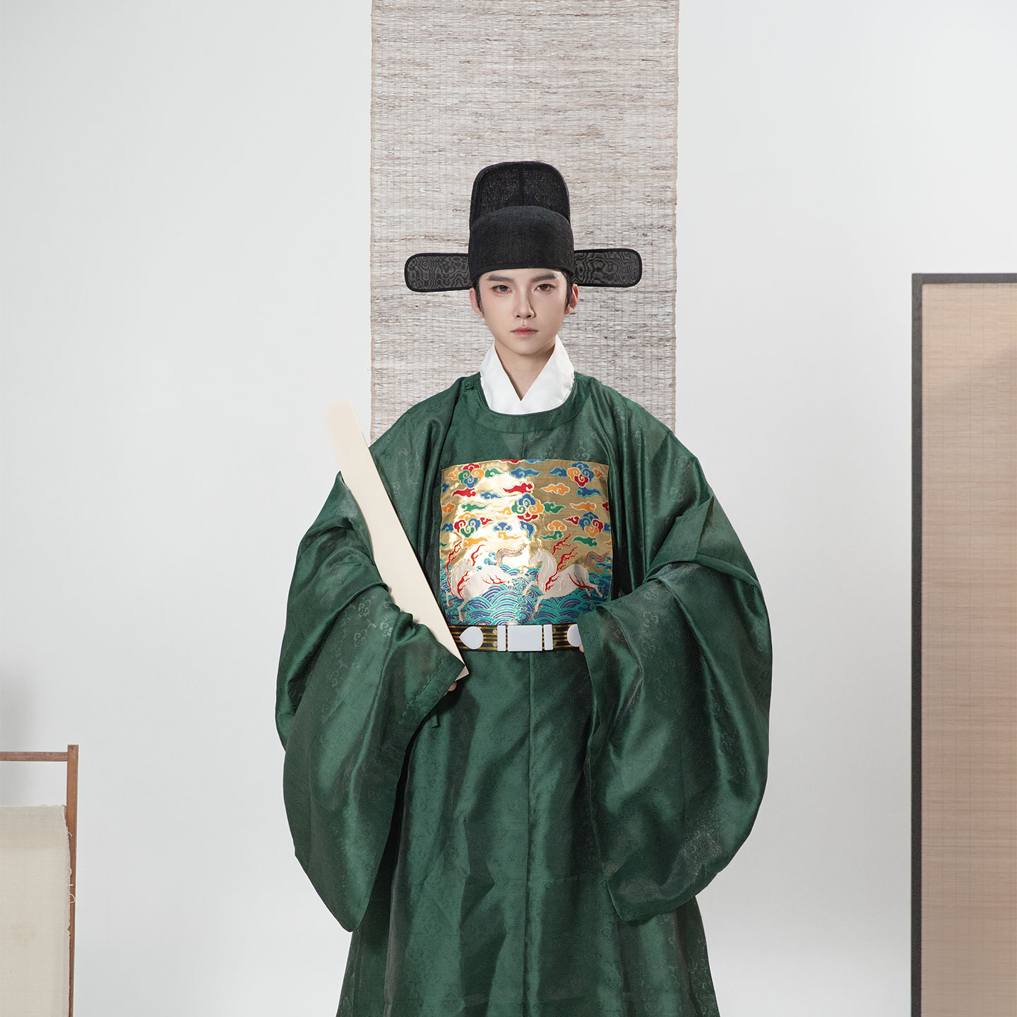 惜物国风 明制汉服海马补服云纹纱料万历圆领袍官服补服婚服